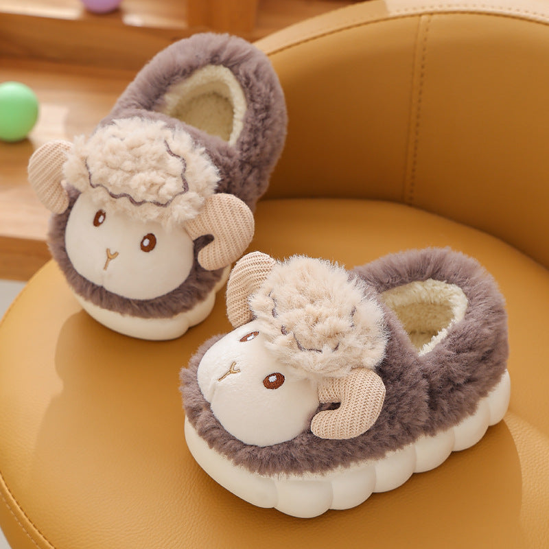 Pantoufles en coton pour enfants, pantoufles moelleuses d'intérieur de dessin animé mignon