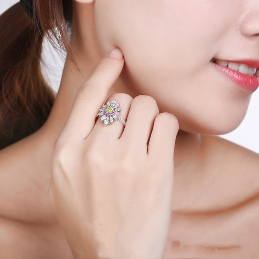 925 Sterling Silver Personalized Fashion SUNFLOWER Ring