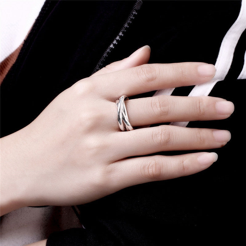 Bague créative populaire brillante à trois anneaux