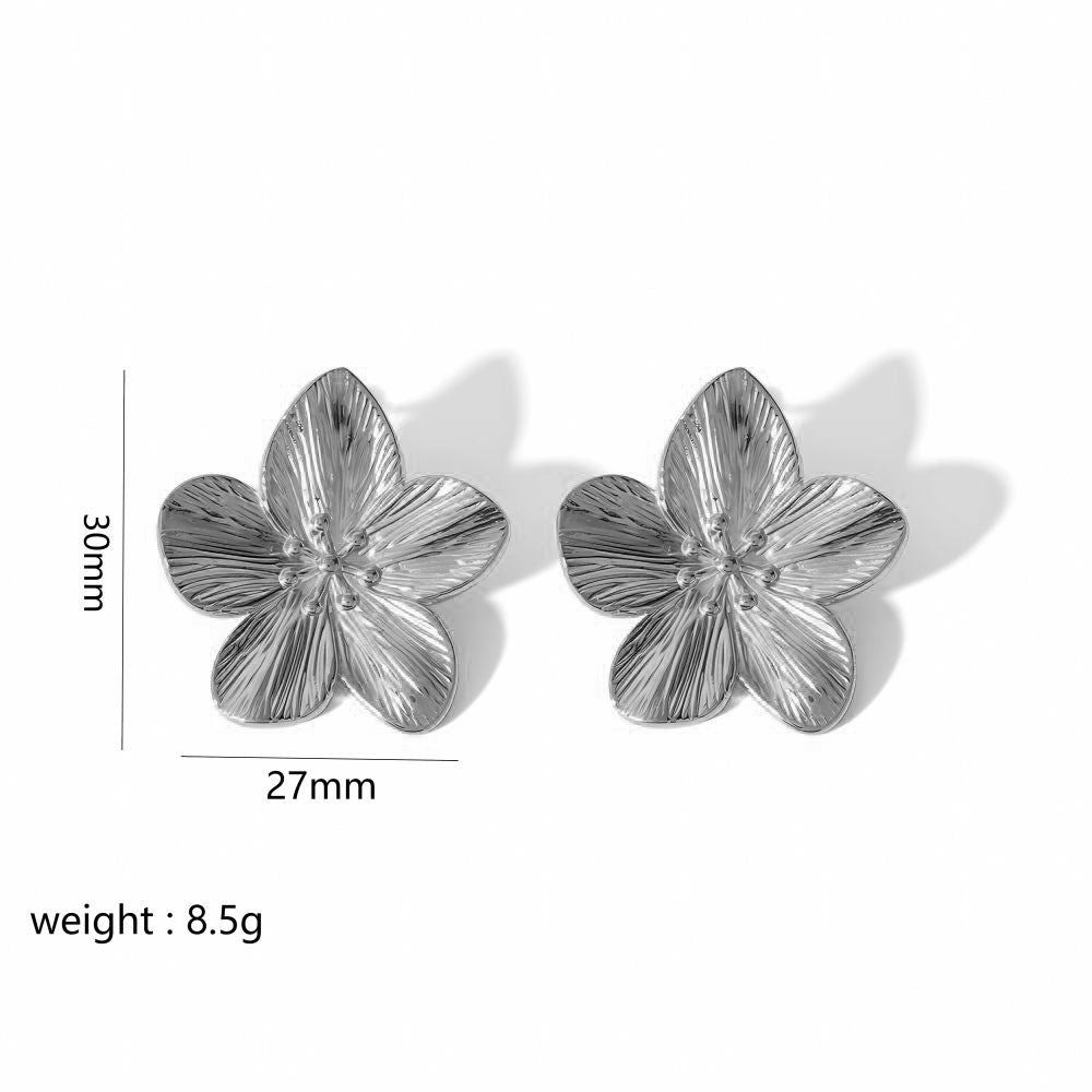 Gold Stainless Steel Butterfly Flower Stud Earrings
