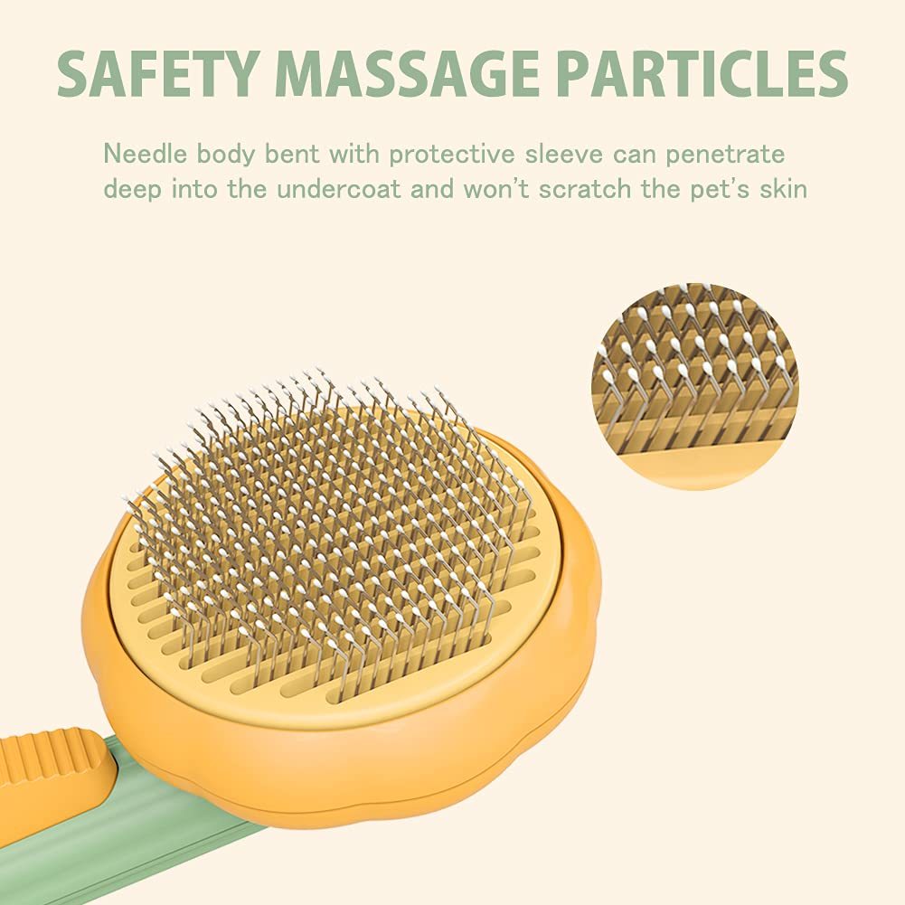 Peigne à citrouille autonettoyant pour chien, chat, chiot, lapin, outil de brosse de toilettage, élimine en douceur les poils emmêlés du sous-poil lâche