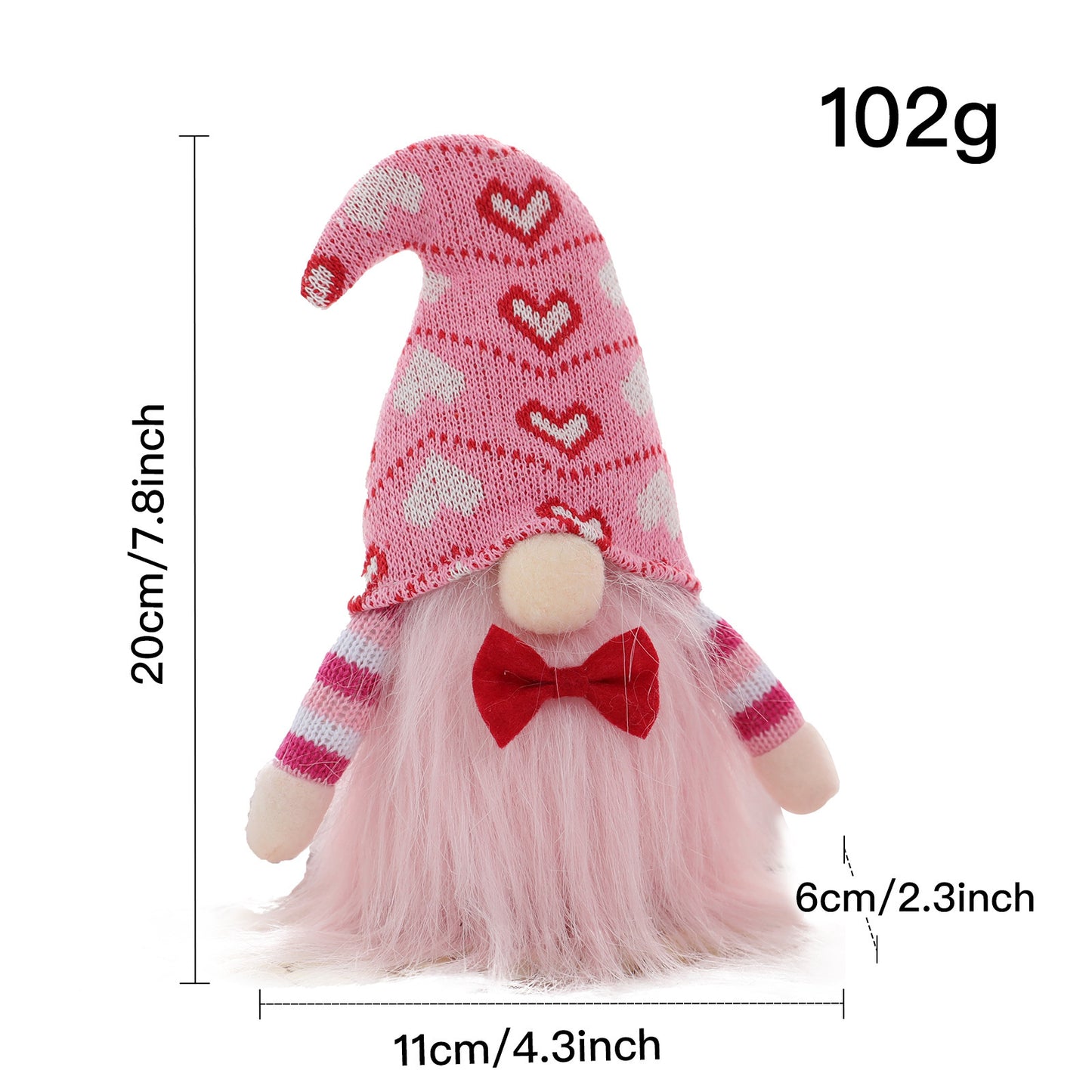 Décoration de la Saint-Valentin Coeur de poupée tricoté sans visage