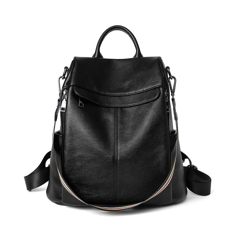 Sac à dos décontracté en cuir souple assorti de style coréen pour dames