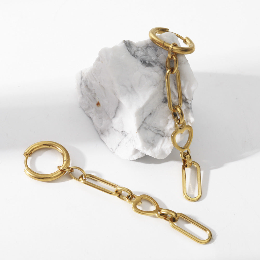 Boucles d'oreilles creuses en forme de cœur en acier inoxydable 18 carats, plaqué or véritable