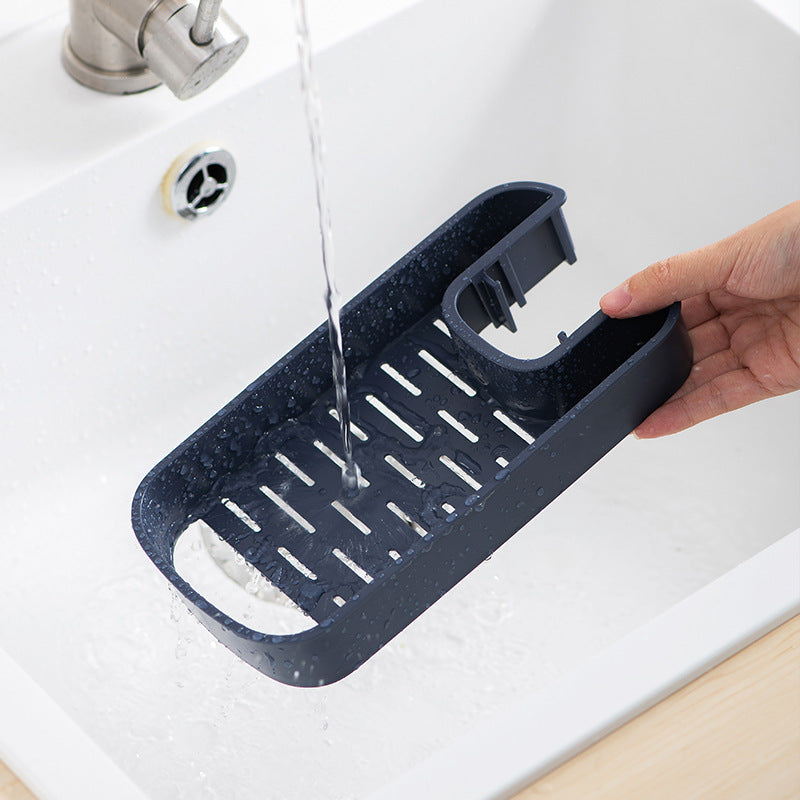 Estante para fregadero, escurridor de esponja y jabón, cesta de almacenamiento, bolsa, soporte para grifo, soporte ajustable para baño, fregadero, accesorios de cocina