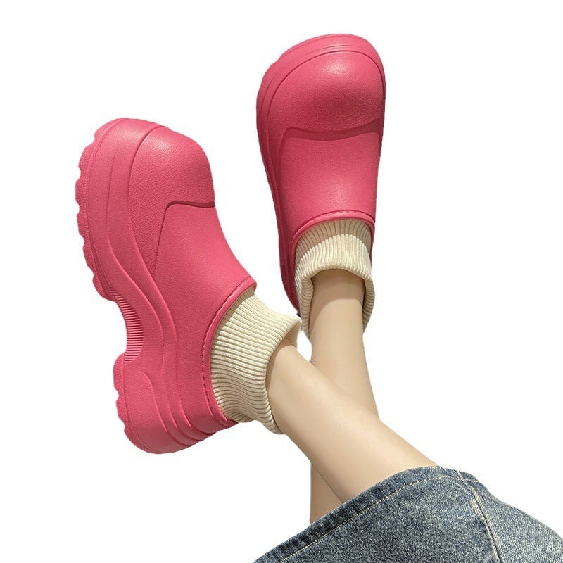 Pantoufles coréennes chaudes en coton, talon de sac