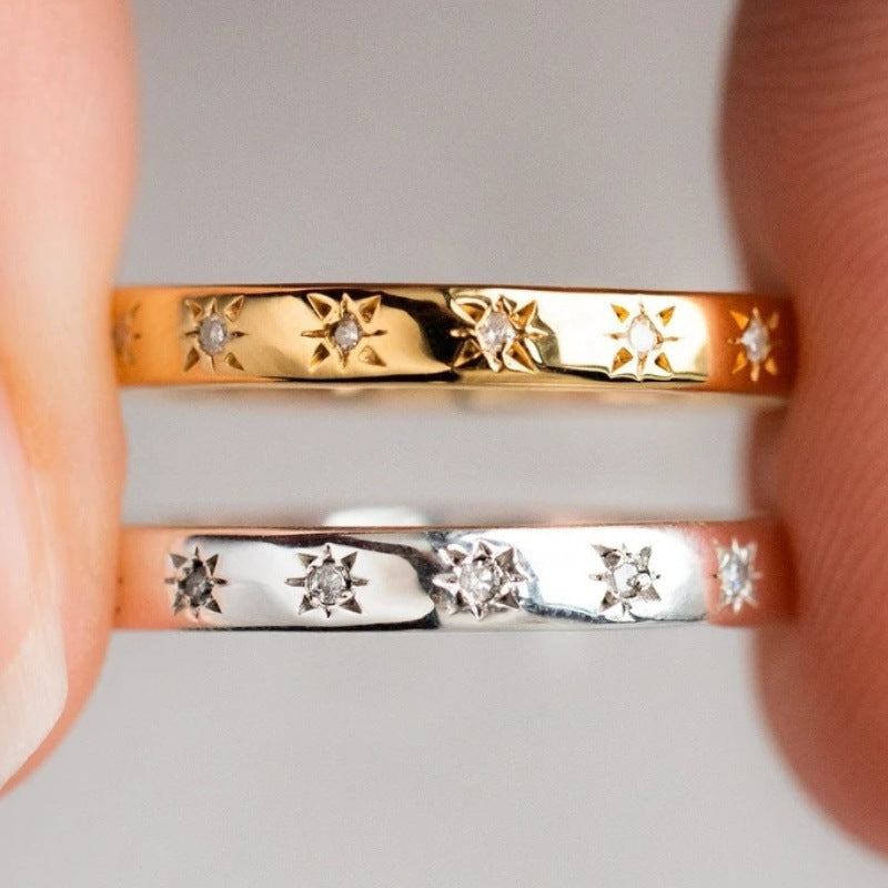 Alloy Geometric Eight Awn Star Ring Ornament