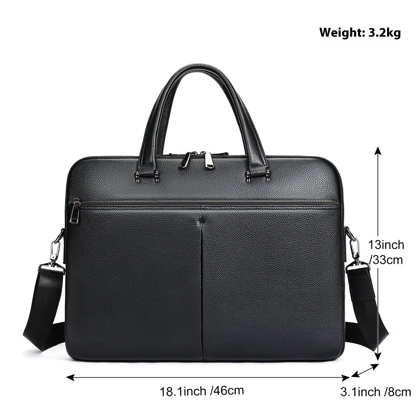Bolso para hombre Maletín horizontal Gran capacidad Primera capa Cuero de vaca Bolsa para computadora de 17 pulgadas