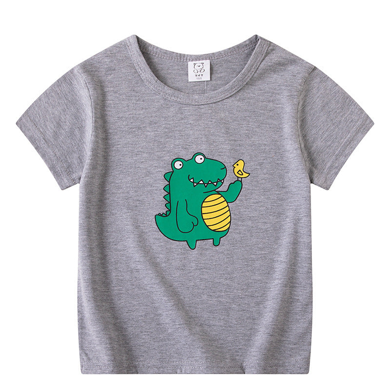 T-shirt à manches courtes pour enfants, garçons et filles, haut à manches mi-longues avec dessin animé