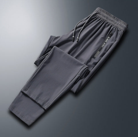 Ice Silk Trousers Men's High Elastic Breathability Leisure Sports Quick-drying