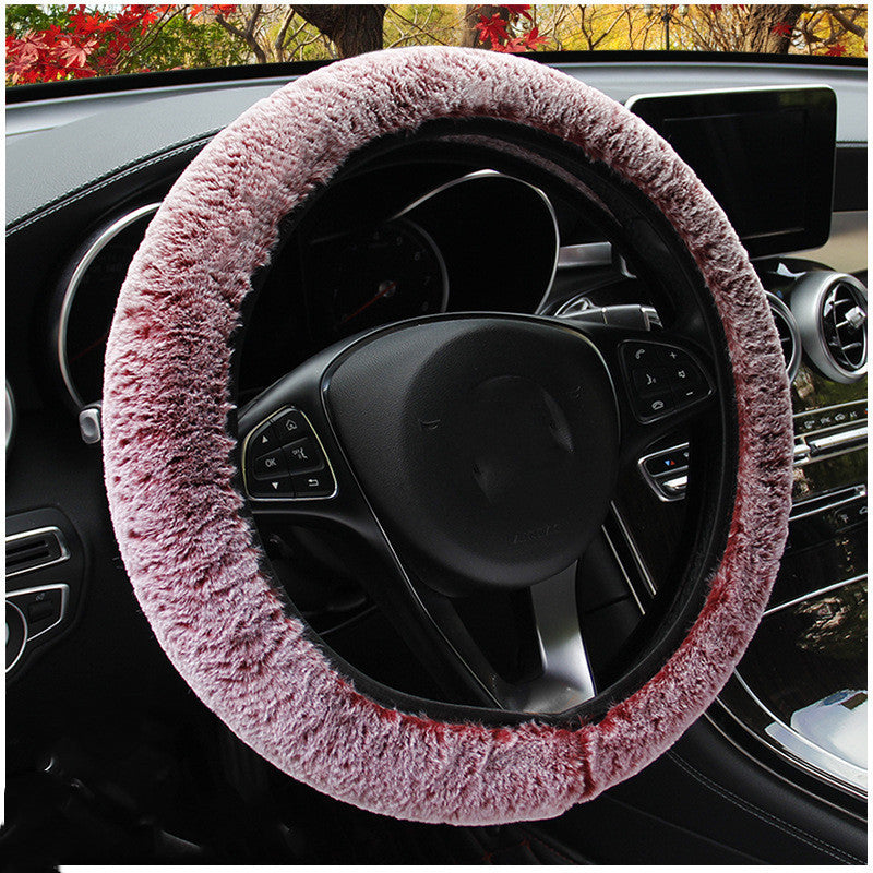 High-density Rex Rabbit Plush Elastic Steering Wheel Cover