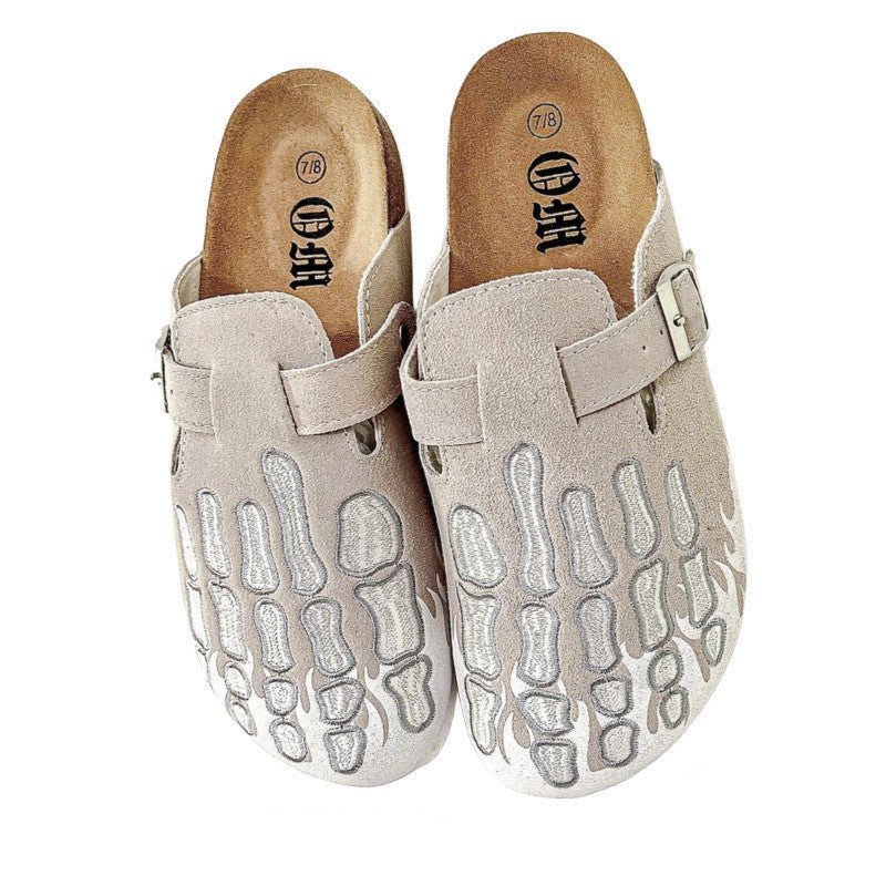 Pantuflas con suela de corcho y punta cerrada a la moda para hombres y mujeres