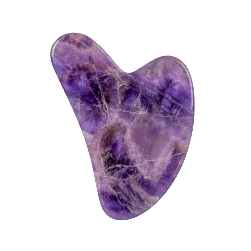 Juego de rodillos de amatista Masajeador Gua Sha en forma de corazón