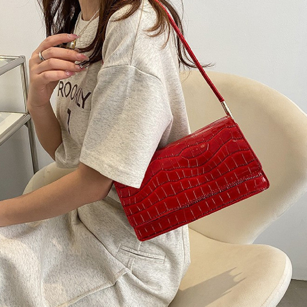 Women Shoulder Bgas Stone Pattern Solid Color Elegant Bag