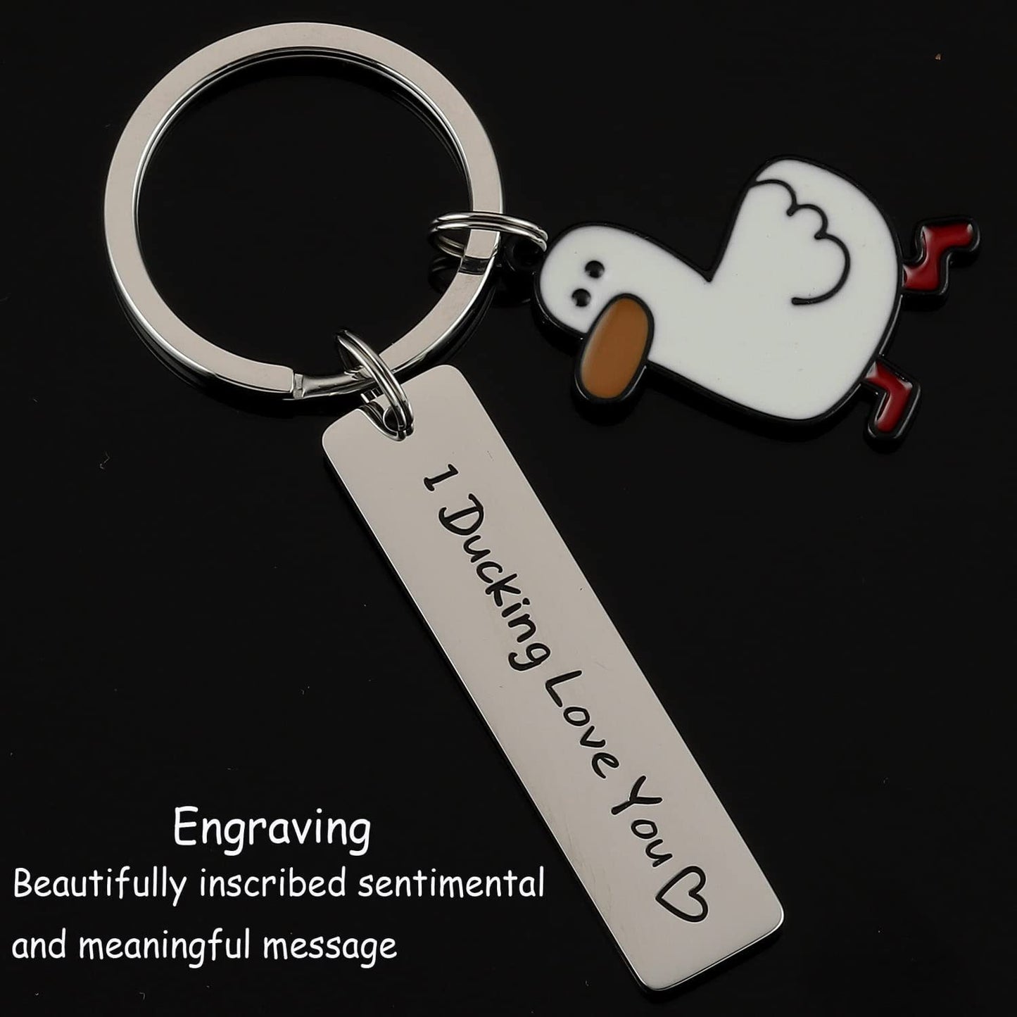 Porte-clés drôle en forme de canard, cadeau d'amoureux, jeu de mots de canard mignon, bijoux pour Couples, cadeau de saint valentin pour petit ami et petite amie