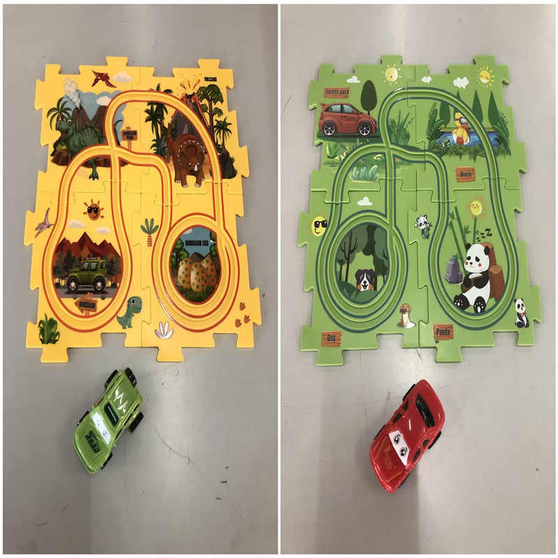Puzzle pour enfants, vitesse de chemin de fer électrique, assemblage de voiture électrique automatique, scène de ville, Construction, jouet éducatif, cadeau