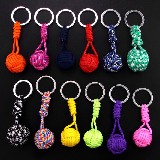 Outdoor Ball Rope Keychain Color Ball Decorative Pendant Creative Round Metal Key Chain