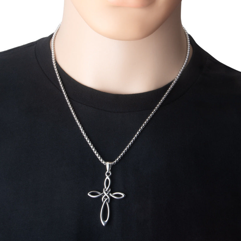 Collier pendentif croix celtique irlandaise en acier inoxydable, accessoires en titane