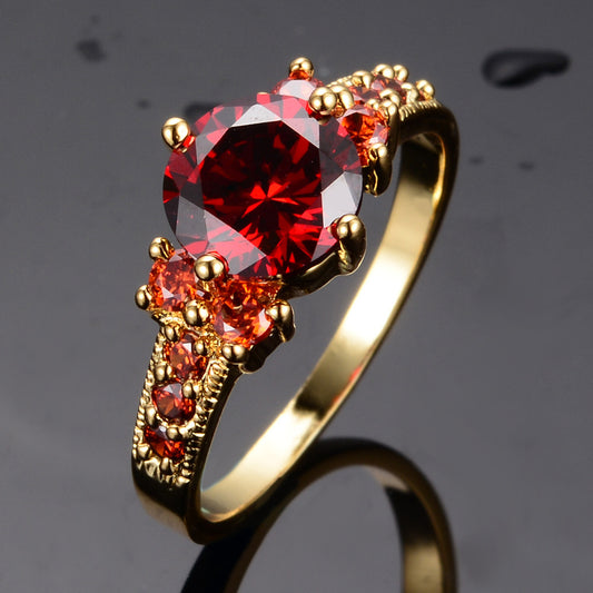 Bague ronde à quatre griffes en zircon et strass