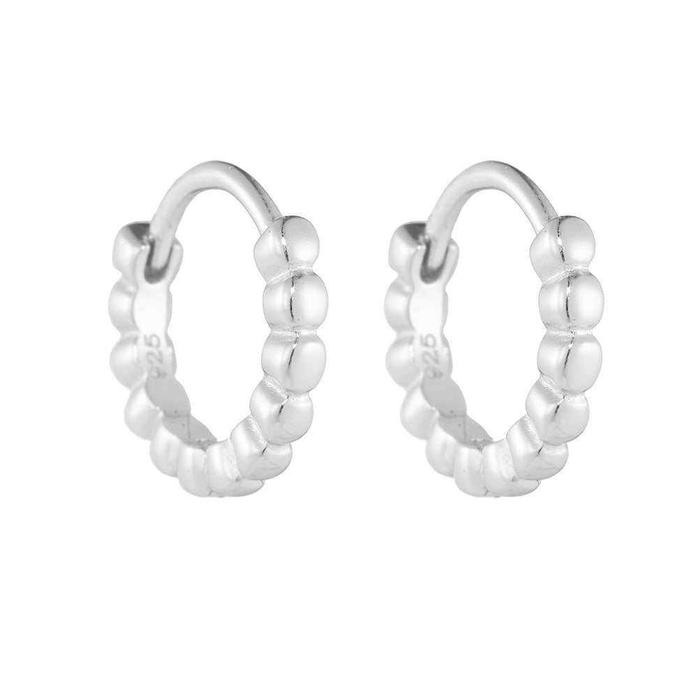 S925 Sterling Silver French Retro Hoop Earrings
