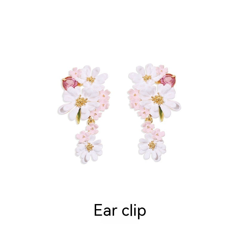 Pendientes Flor De Encaje Verbena Circonitas Oro