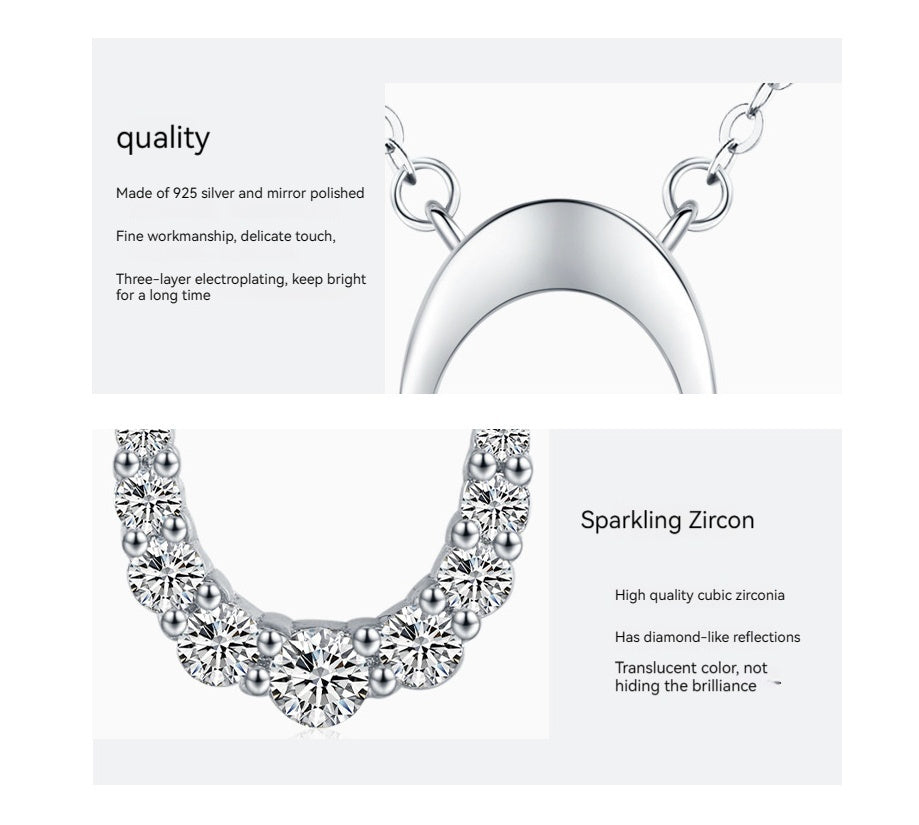 Collier de clavicule en argent sterling 925 avec micro strass de luxe léger pour femme