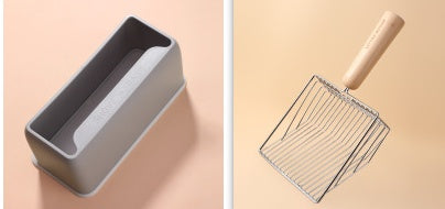 Filtro de Metal juego para pala para arena de gatos, pala para limpieza de inodoro para mascotas, herramienta de limpieza de excrementos, mango de madera grande, suministros para mascotas