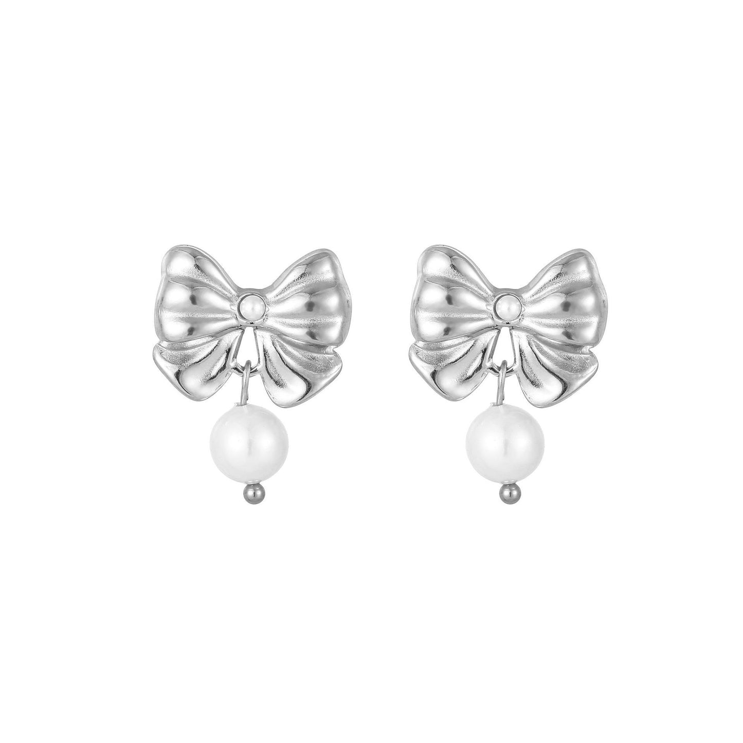Boucles d'oreilles en acier inoxydable avec clou en forme de perle et d'acier au titane