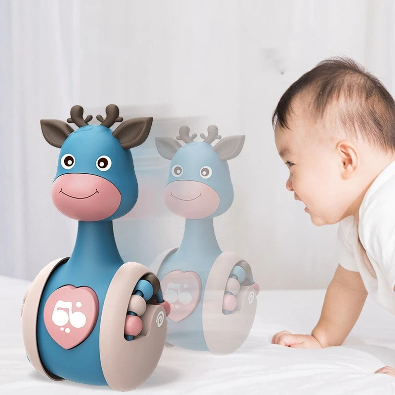 Sonajero de vaso para bebé con ciervo deslizante 3 en 1, juguete de vaso deslizante, sonajero para bebé, juguete de baño Montessori para W, anillo incorporado, oso, Roly-Poly, aprendizaje temprano, vaso de Navidad