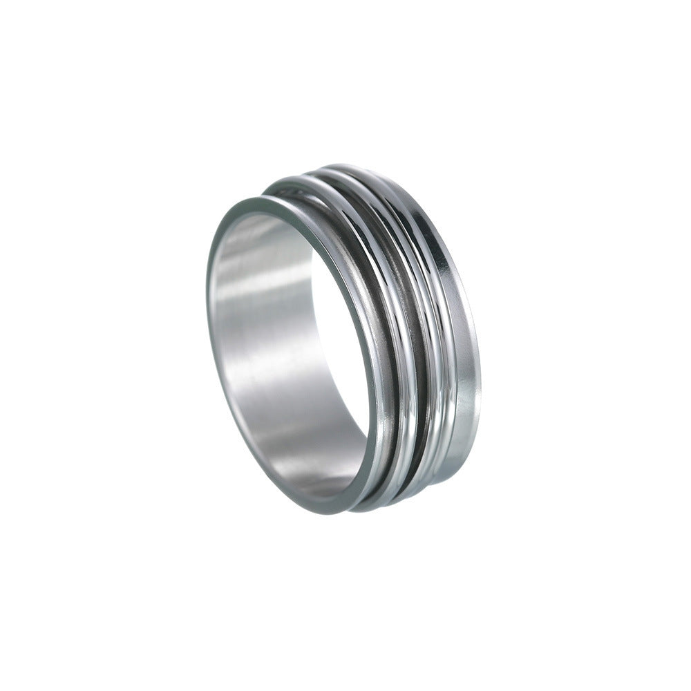 Concave Three-color Three-ring Rotating Titanium Steel Ring