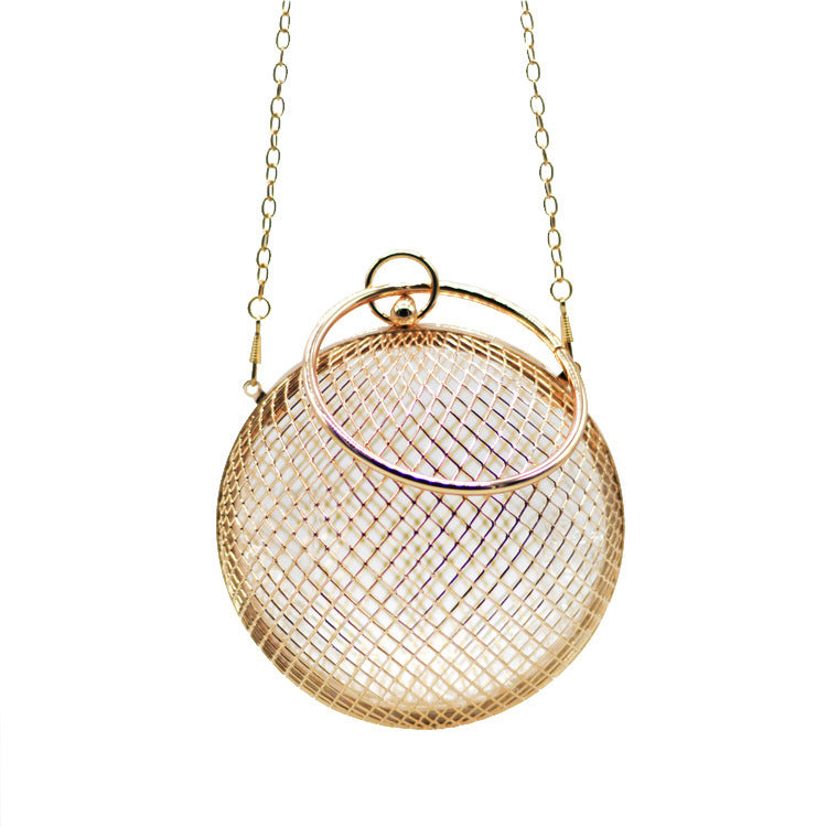 Women's Metal Hollow Spherical Dinner Bag