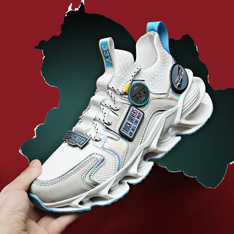 Zapatos deportivos con absorción de impacto y hoja hueca, zapatos informales tejidos voladores transpirables de verano