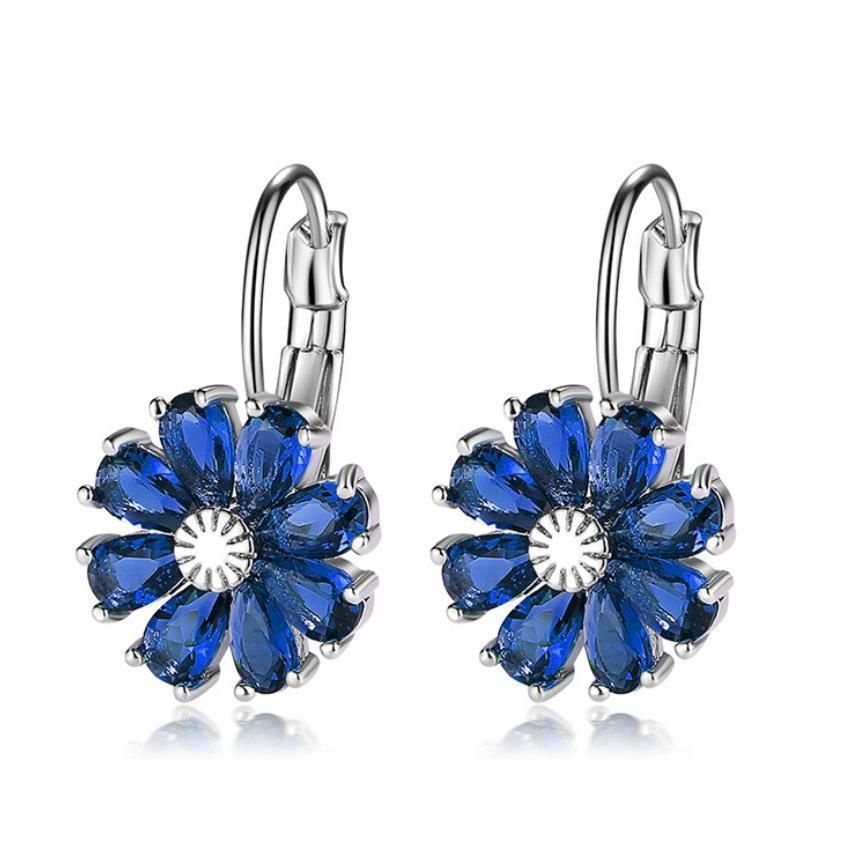 Flower Color Zircon Stud Earrings For Women
