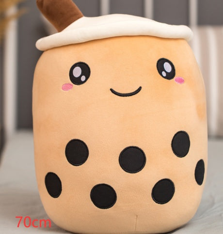 Peluche de boisson aux fruits, mignonne, douce, fraise, lait, thé, tasse de thé Boba, jouet bulle de thé, oreiller, coussin, cadeau pour enfants