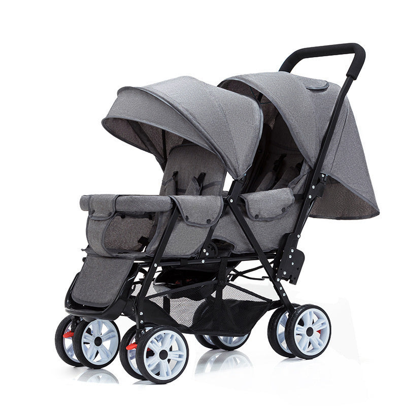Poussette légère pour bébé, assise avant et arrière, grande taille, quatre roues, pratique, Double assise, chariot pliant