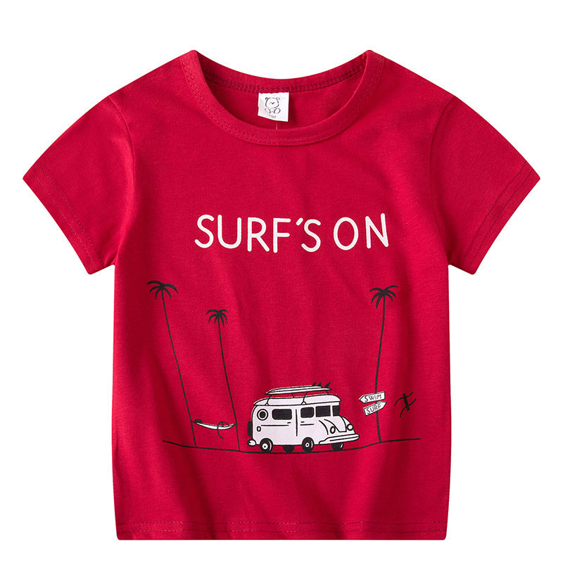 T-shirt à manches courtes pour enfants, garçons et filles, haut à manches mi-longues avec dessin animé