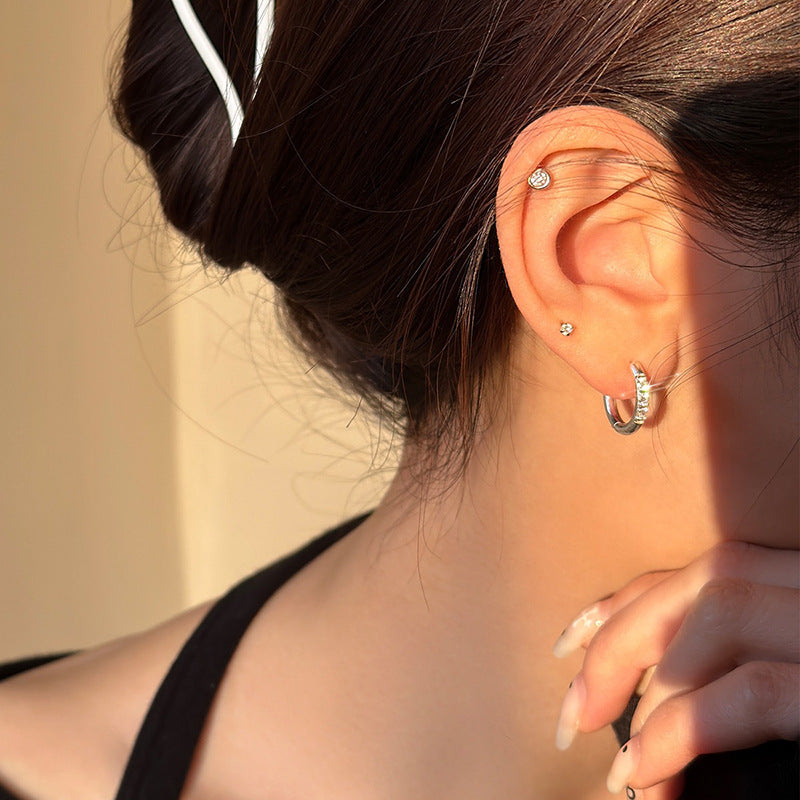Clip d'oreille géométrique en strass et Zircon pour femmes, Simple