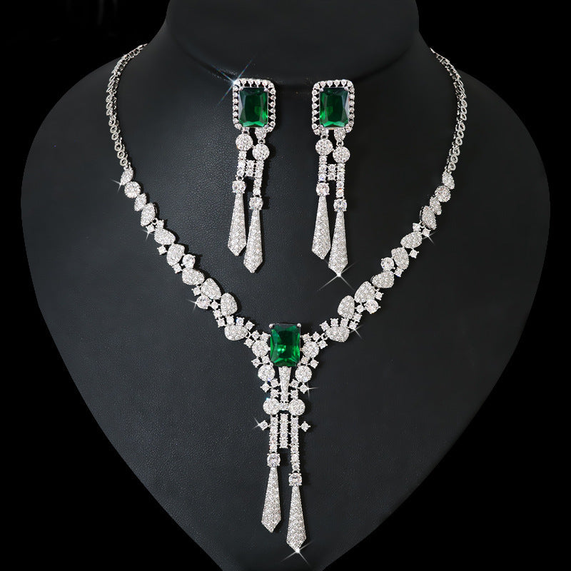 Bijoux en Zircon avec fleurs et diamants, collier de costume, boucles d'oreilles à épingle en argent
