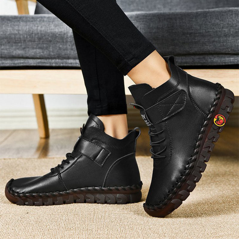 Femmes bottes de neige hiver chaud à lacets en peluche bottines avec fil à coudre conception nouvelle plate-forme antidérapante imperméable chaussures confortables