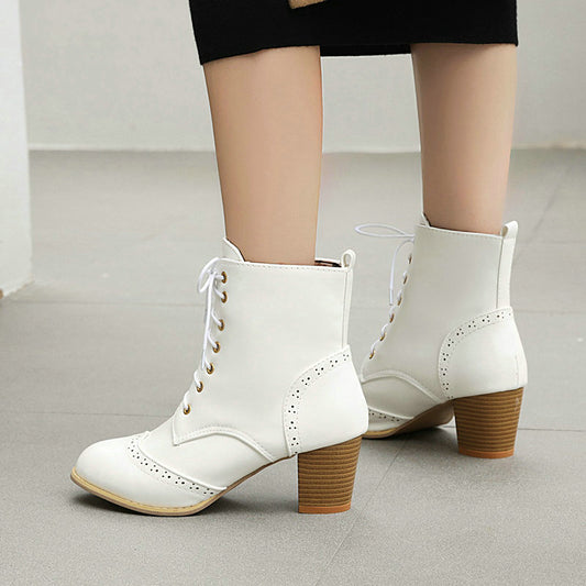Bottes Martin à lacets sur le devant à talons épais, nouvelle collection automne et hiver