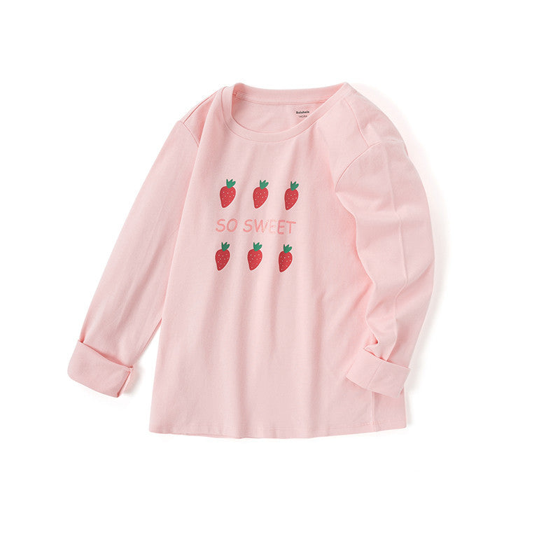Ropa para niños Camisetas para niñas Camisa de fondo de algodón dulce para niñas grandes y de manga larga