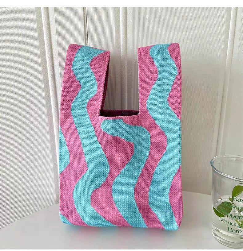 Sac à bandoulière tricoté multicolore pour fille