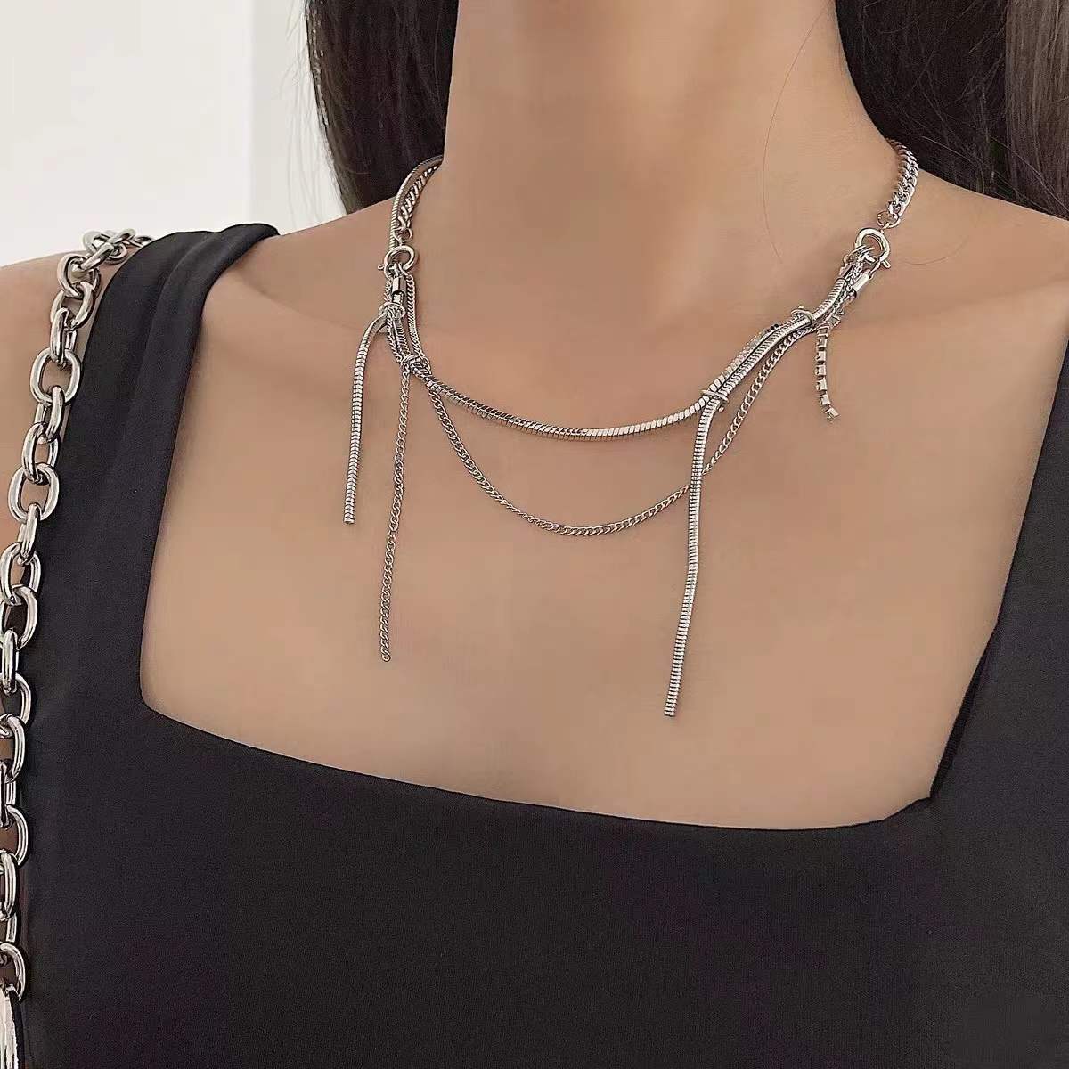 Steel Bends And Hitches Tassel Necklace