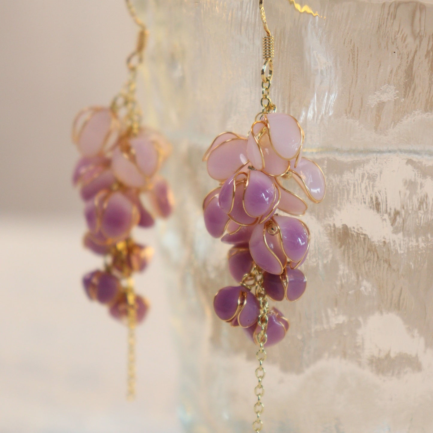Boucles d'oreilles fleur de glycine tempérament original