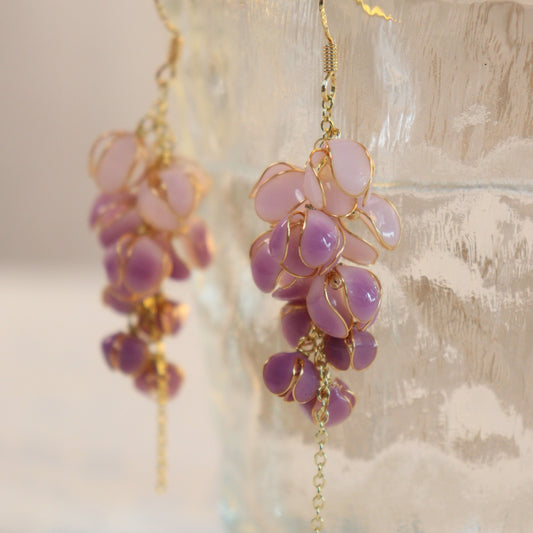 Boucles d'oreilles fleur de glycine tempérament original