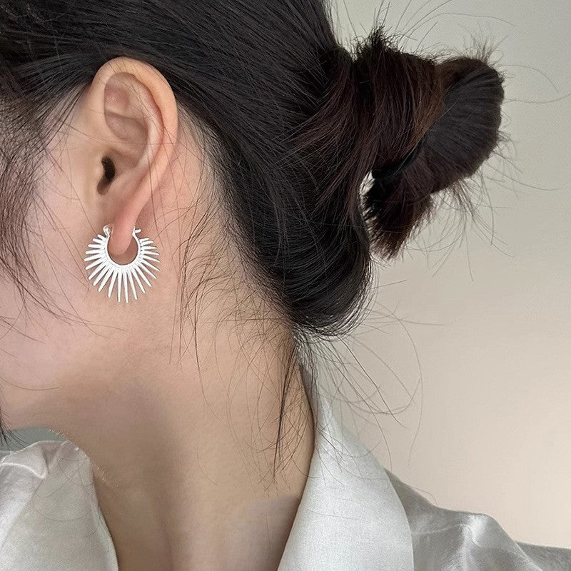 925 Sterling Silver Needle Pearl Stud Earrings Women's All-match Refined Simple