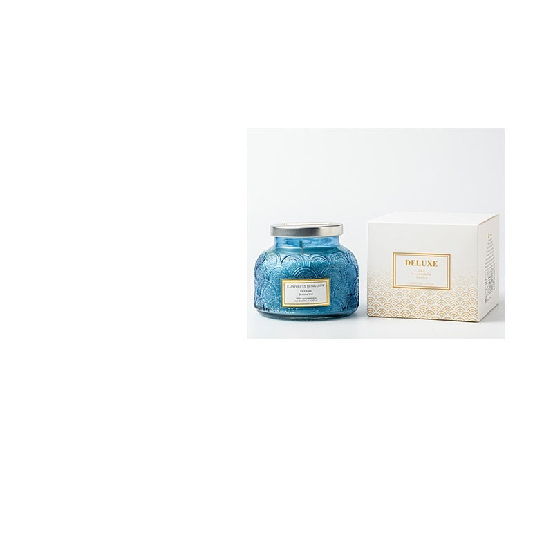 Bougie d'huile essentielle de sommeil d'intérieur sans fumée en acier inoxydable en verre de secours de tambour latéral avec couvercle bougie d'aromathérapie de chambre à coucher