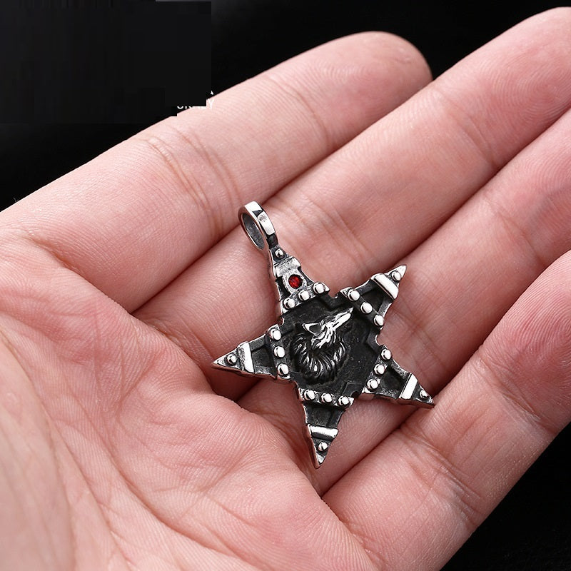 Chaîne de perles en acier titane, collier tête de loup Viking