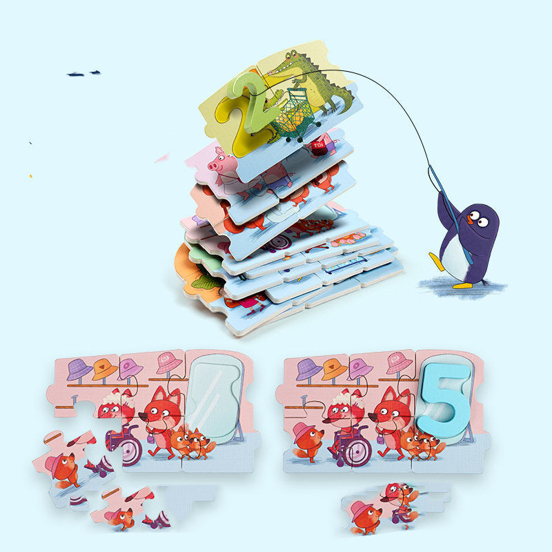 Puzzle chiffres et lettres en bois, jouets éducatifs pour bébés et enfants