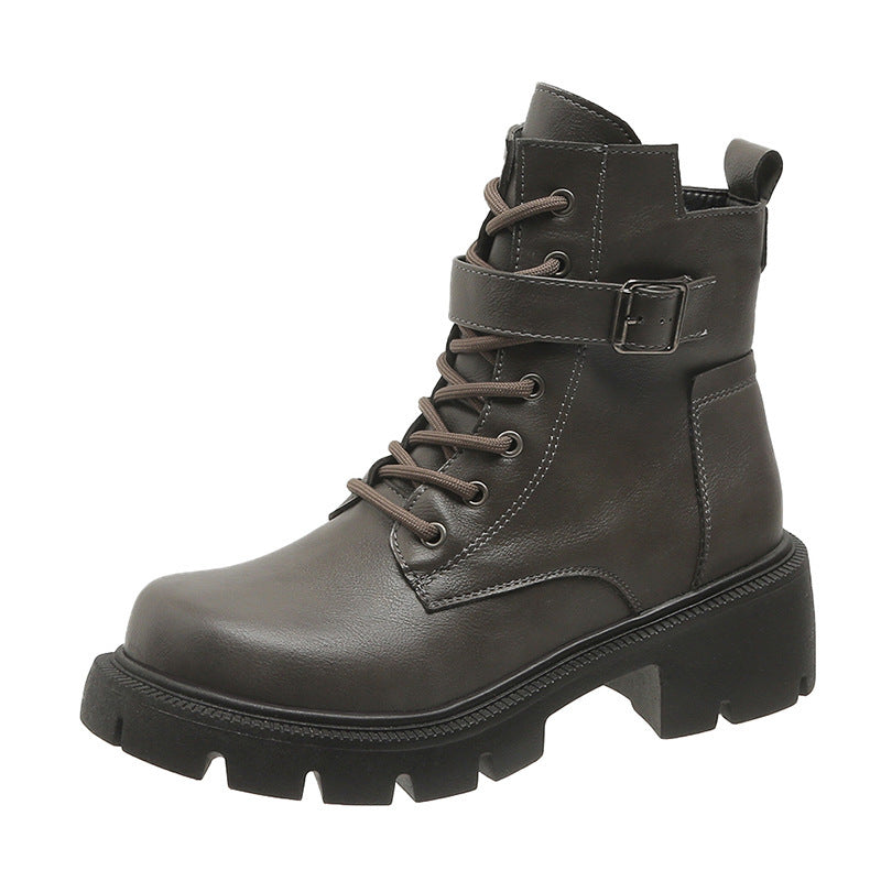 Botas Martin para mujer otoño e invierno nuevas tallas grandes cabeza redonda tacón grueso Casual media pantorrilla